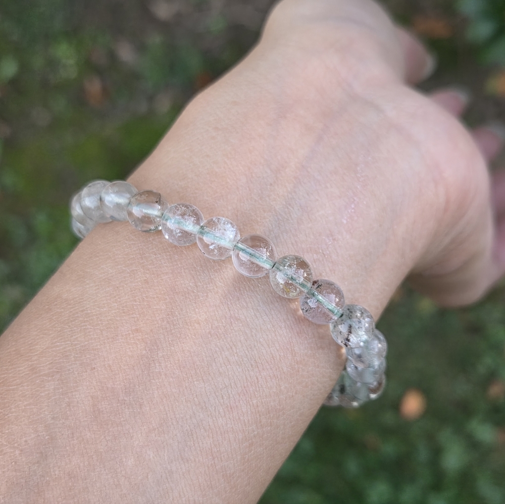 Natural Phantom Rutilated Quartz Bracelet